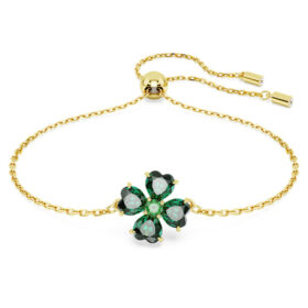 Bracciale Idyllia con tagli misti, trifoglio, verde, placcato oro Bracciale Idyllia con tagli misti, trifoglio, verde, placcato oro