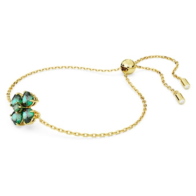 Bracciale Idyllia con tagli misti, trifoglio, verde, placcato oro Bracciale Idyllia con tagli misti, trifoglio, verde, placcato oro