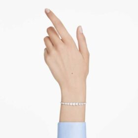 Bracciale Imber con cristalli misti a taglio rotondo, bianco, placcato in rodio