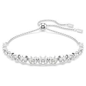 Bracciale Imber con cristalli misti a taglio rotondo, bianco, placcato in rodio