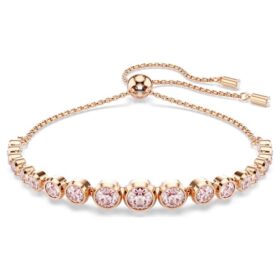 Bracciale Imber con cristalli misti a taglio rotondo, rosa, placcato oro rosa