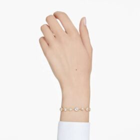 Bracciale Imber con tagli misti, bianco, placcato oro