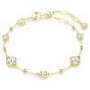 Bracciale Imber, taglio rotondo, design a dispersione, bianco, placcato oro