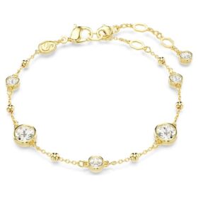 Bracciale Imber, taglio rotondo, design a dispersione, bianco, placcato oro