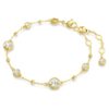 Bracciale Imber, taglio rotondo, design a dispersione, bianco, placcato oro