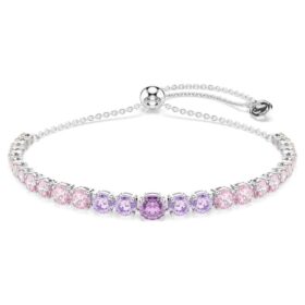 Bracciale Matrix con gradiente di tagli rotondi, multicolore, placcato in rodio
