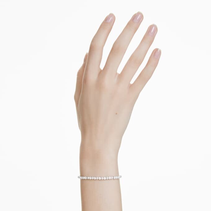 Bracciale Matrix con perla di cristallo, taglio rotondo, bianco, placcato in rodio Bracciale Matrix con perla di cristallo, taglio rotondo, bianco, placcato in rodio
