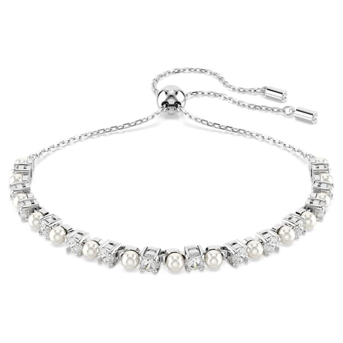 Bracciale Matrix con perla di cristallo, taglio rotondo, bianco, placcato in rodio Bracciale Matrix con perla di cristallo, taglio rotondo, bianco, placcato in rodio