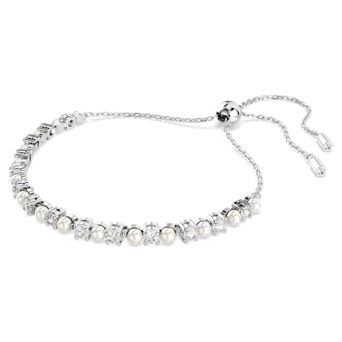 Bracciale Matrix con perla di cristallo, taglio rotondo, bianco, placcato in rodio Bracciale Matrix con perla di cristallo, taglio rotondo, bianco, placcato in rodio