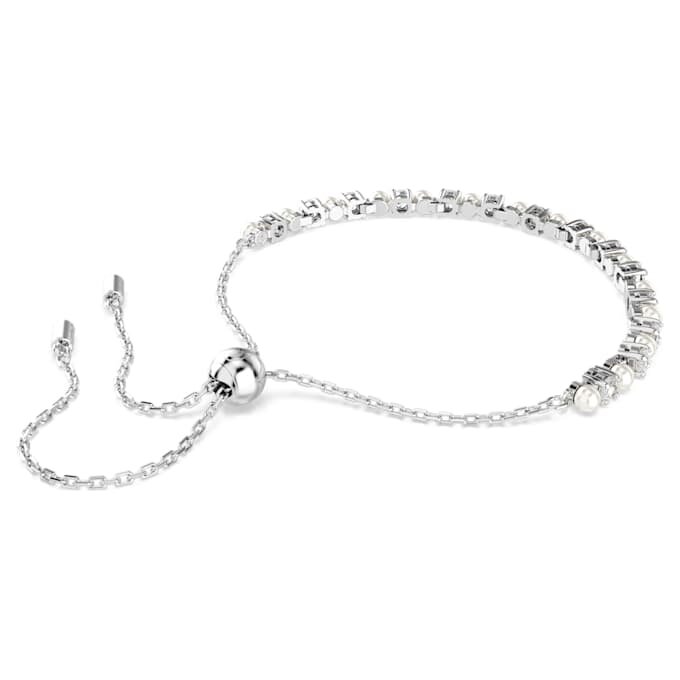 Bracciale Matrix con perla di cristallo, taglio rotondo, bianco, placcato in rodio Bracciale Matrix con perla di cristallo, taglio rotondo, bianco, placcato in rodio