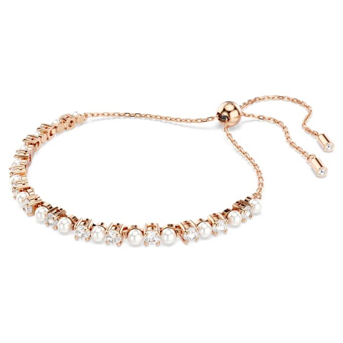 Bracciale Matrix con perle di cristallo, taglio rotondo, bianco, placcato oro rosa Bracciale Matrix con perle di cristallo, taglio rotondo, bianco, placcato oro rosa