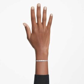 Bracciale Matrix con sfumatura di tagli rotondi, bianco, placcato in rodio