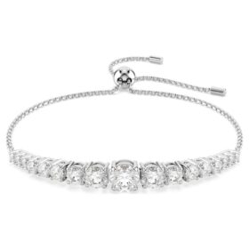 Bracciale Matrix con sfumatura di tagli rotondi, bianco, placcato in rodio