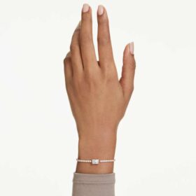 Bracciale Matrix con tagli misti, bianco, placcato in oro rosa