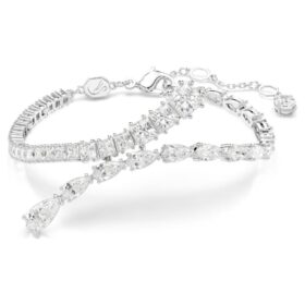 Bracciale Matrix con tagli misti, bianco, placcato in rodio