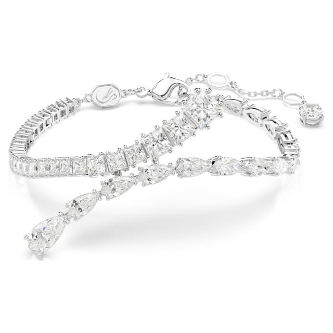 Bracciale Matrix con tagli misti, bianco, placcato in rodio Bracciale Matrix con tagli misti, bianco, placcato in rodio