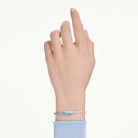 Bracciale Matrix con tagli misti, blu, placcato in rodio