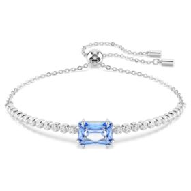 Bracciale Matrix con tagli misti, blu, placcato in rodio