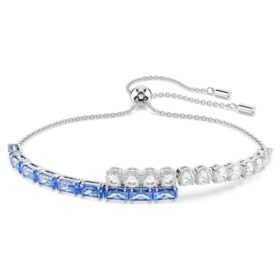 Bracciale Matrix con tagli misti, blu, placcato in rodio