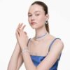 Bracciale Matrix con tagli misti, blu, placcato in rodio