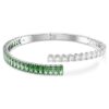 Bracciale Matrix con tagli misti, verde, placcato in rodio
