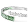 Bracciale Matrix con tagli misti, verde, placcato in rodio