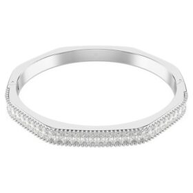 Bracciale Matrix con taglio a baguette, forma ottagonale, bianco, placcato in rodio