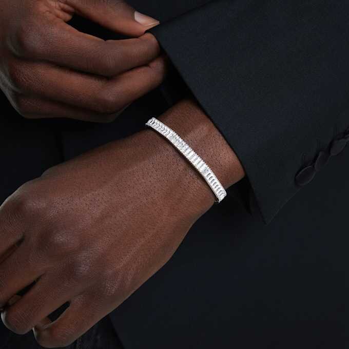 Bracciale Matrix con taglio a baguette, forma ottagonale, bianco, placcato in rodio Bracciale Matrix con taglio a baguette, forma ottagonale, bianco, placcato in rodio