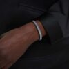 Bracciale Matrix con taglio a baguette, forma ottagonale, grigio, placcato in rutenio