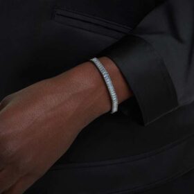 Bracciale Matrix con taglio a baguette, forma ottagonale, grigio, placcato in rutenio Bracciale Matrix con taglio a baguette, forma ottagonale, grigio, placcato in rutenio