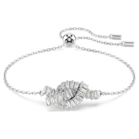 Bracciale Matrix con taglio a baguette, nodo, bianco, placcato in rodio