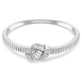 Bracciale Matrix con taglio baguette, nodo, bianco, placcato in rodio