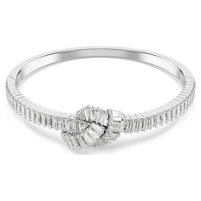 Bracciale Matrix con taglio baguette, nodo, bianco, placcato in rodio Bracciale Matrix con taglio baguette, nodo, bianco, placcato in rodio