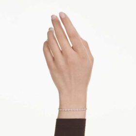 Bracciale Matrix con taglio rotondo, bianco, placcato in oro