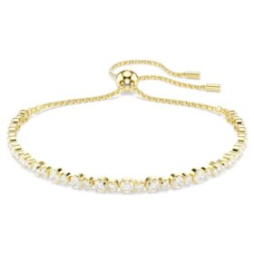 Bracciale Matrix con taglio rotondo, bianco, placcato in oro