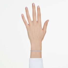 Bracciale Matrix con taglio rotondo, bianco, placcato in rodio