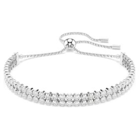 Bracciale Matrix con taglio rotondo, bianco, placcato in rodio