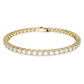 Bracciale Matrix Tennis con taglio rotondo, bianco, placcato oro