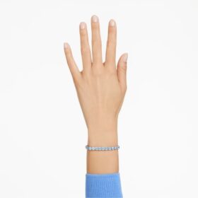 Bracciale Matrix Tennis con taglio rotondo, blu, placcato in rodio