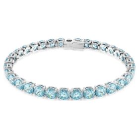 Bracciale Matrix Tennis con taglio rotondo, blu, placcato in rodio