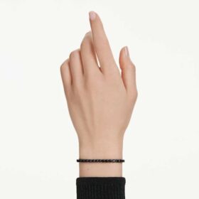 Bracciale Matrix Tennis con taglio rotondo, nero, placcato in rutenio