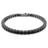 Bracciale Matrix Tennis con taglio rotondo, nero, placcato in rutenio