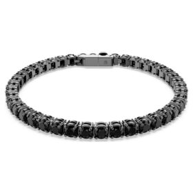 Bracciale Matrix Tennis con taglio rotondo, nero, placcato in rutenio