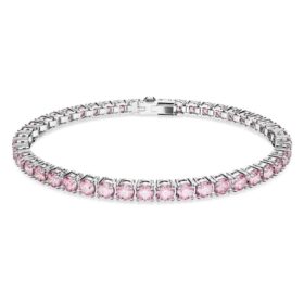 Bracciale Matrix Tennis con taglio rotondo, rosa, placcato in rodio