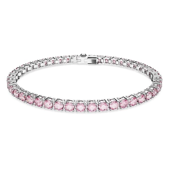 Bracciale Matrix Tennis con taglio rotondo, rosa, placcato in rodio Bracciale Matrix Tennis con taglio rotondo, rosa, placcato in rodio