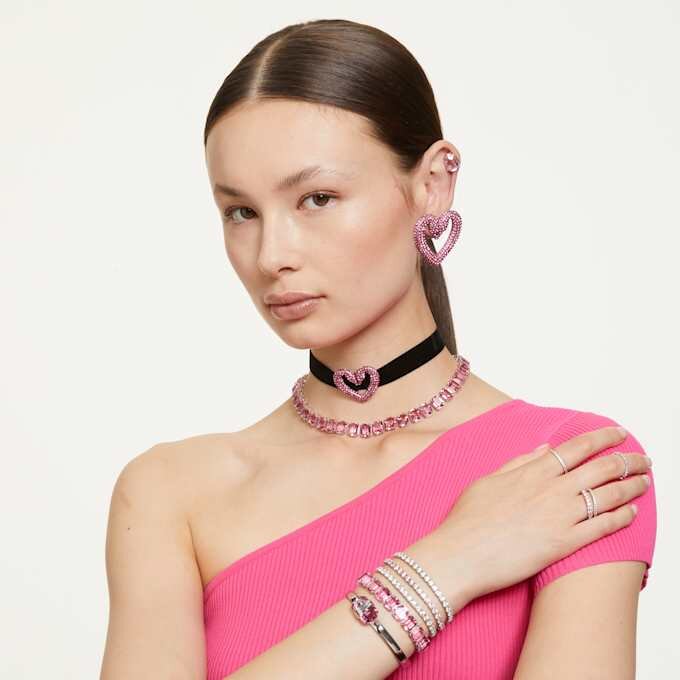 Bracciale Matrix Tennis con taglio rotondo, rosa, placcato in rodio Bracciale Matrix Tennis con taglio rotondo, rosa, placcato in rodio