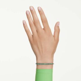 Bracciale Matrix Tennis con taglio rotondo, verde, placcato in rutenio