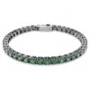 Bracciale Matrix Tennis con taglio rotondo, verde, placcato in rutenio
