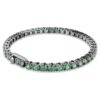 Bracciale Matrix Tennis con taglio rotondo, verde, placcato in rutenio