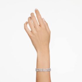 Bracciale Mesmera con tagli misti, bianco, placcato in rodio